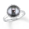 Thumbnail Image 0 of Tahitian Cultured Pearl Ring 1/4 ct tw Diamonds 14K White Gold