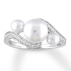 Thumbnail Image 0 of Cultured Pearl Ring 1/6 ct tw Diamonds 10K White Gold