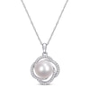 Thumbnail Image 0 of Cultured Pearl & Diamond Necklace 1/4 ct tw 14K White Gold
