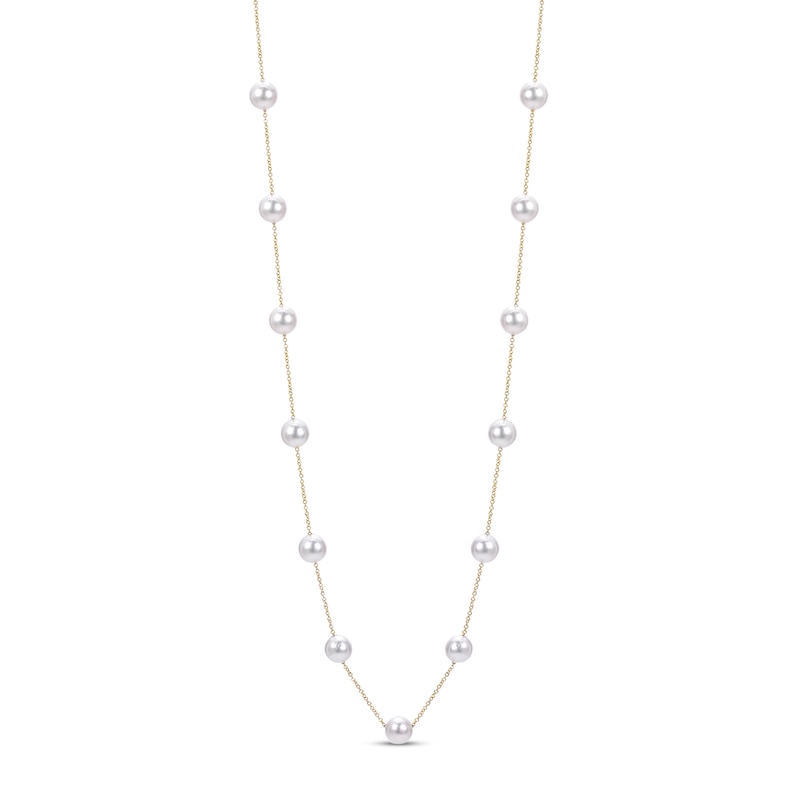 Akoya Cultured Pearl Necklace 14K Yellow Gold