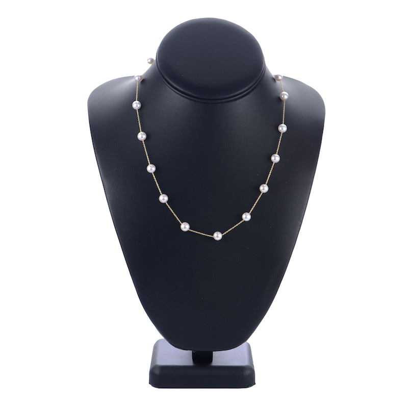 Akoya Cultured Pearl Necklace 14K Yellow Gold