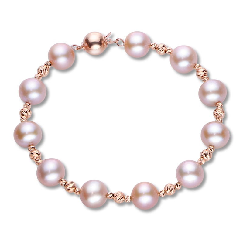 Pink Freshwater Cultured Pearl Bracelet 14K Rose Gold