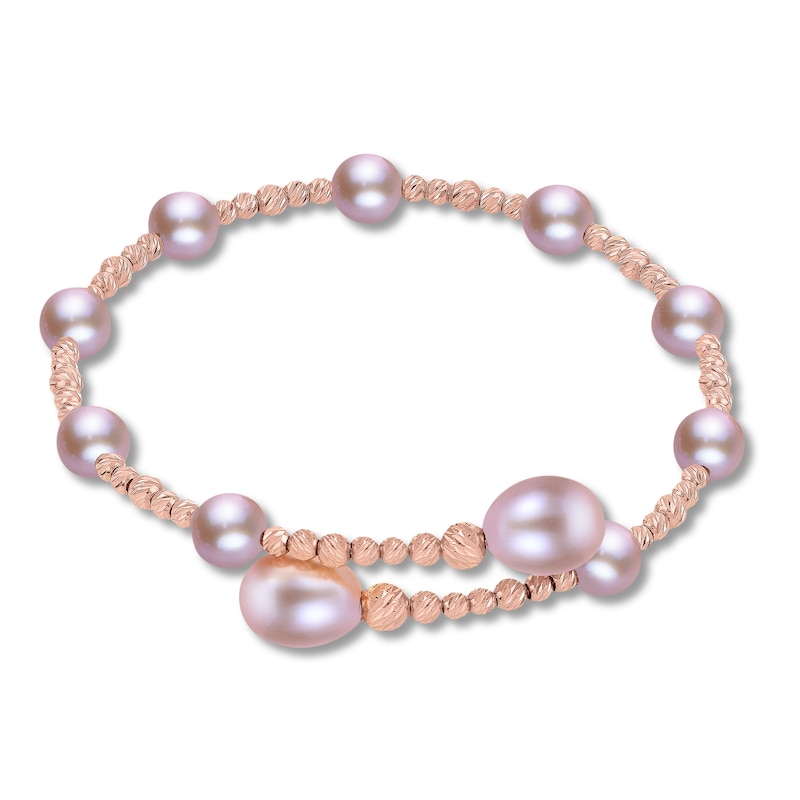 Pink Freshwater Cultured Pearl Cuff Bracelet 14K Rose Gold
