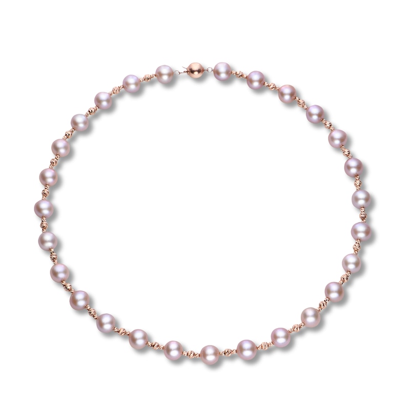 Pink Freshwater Cultured Pearl Necklace 14K Rose Gold