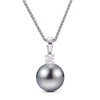Thumbnail Image 0 of Tahitian Cultured Pearl Necklace 1/20 ct tw Diamonds 14K White Gold