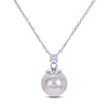 Thumbnail Image 0 of Akoya Cultured Pearl Necklace 1/20 ct tw Diamonds 14K White Gold