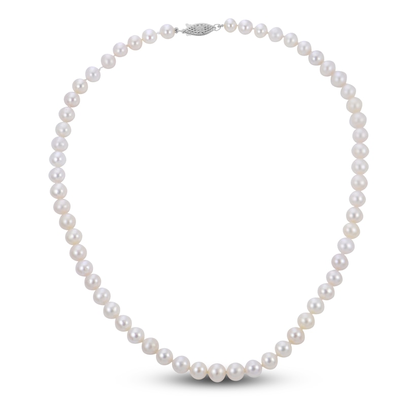 Akoya Cultured Pearl Necklace 14K White Gold 18"