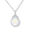 Thumbnail Image 0 of Natural Opal Necklace White Topaz Accents Sterling Silver