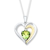 Thumbnail Image 0 of Peridot Necklace Diamond Accent Sterling Silver/10K Yellow Gold