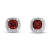 Thumbnail Image 0 of Garnet Earrings Diamond Accents Sterling Silver
