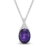 Thumbnail Image 0 of Natural Amethyst Pendant Necklace 1/8 ct tw Diamonds 10K White Gold 18"