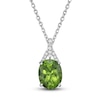 Thumbnail Image 0 of Natural Peridot Pendant Necklace 1/8 ct tw Diamonds 10K White Gold 18"