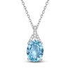 Thumbnail Image 0 of Natural Swiss Blue Topaz Pendant Necklace 1/8 ct tw Diamonds 10K White Gold 18"