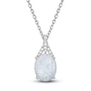 Thumbnail Image 0 of Lab-Created Opal Pendant Necklace 1/8 ct tw Diamonds 10K White Gold 18"