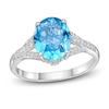 Thumbnail Image 0 of Natural Swiss Blue Topaz Oval Ring 1/6 ct tw Diamonds 10K White Gold