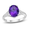 Thumbnail Image 0 of Natural Amethyst Oval Ring 1/6 ct tw Diamonds 10K White Gold