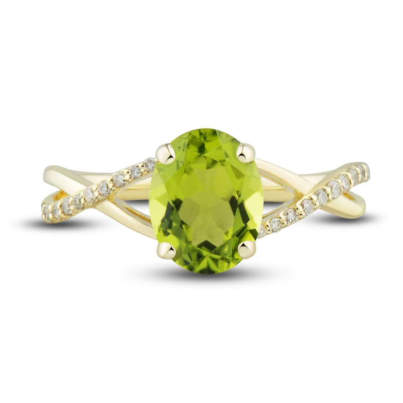 Natural Peridot Ring, Earring & Necklace Set 1/5 ct tw Emerald 10K Yellow Gold