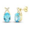 Thumbnail Image 2 of Natural Swiss Blue Topaz Ring, Earring & Necklace Set 1/5 ct tw Diamonds 10K Yellow Gold