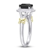 Thumbnail Image 1 of Y-Knot Black Diamond Ring 2-1/4 ct tw Princess/Round 14K Two-Tone Gold