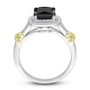 Thumbnail Image 2 of Y-Knot Black Diamond Ring 2-1/4 ct tw Princess/Round 14K Two-Tone Gold