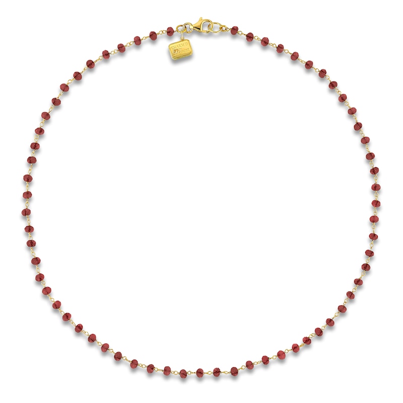 Charm'd by Lulu Frost Natural Garnet Bead Necklace 10K Yellow Gold 18"