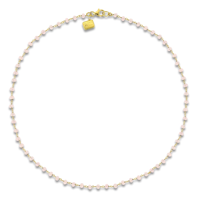 Charm'd by Lulu Frost Natural Rose Quartz Bead Necklace 10K Yellow Gold 18"