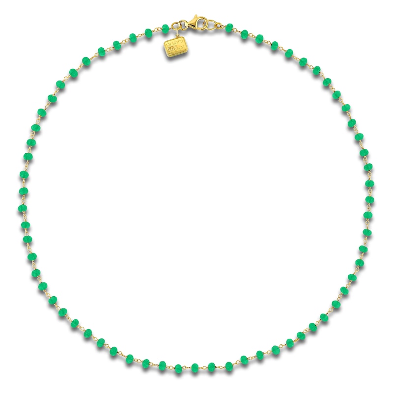 Charm'd by Lulu Frost Natural Green Onyx Bead Necklace 10K Yellow Gold 18"