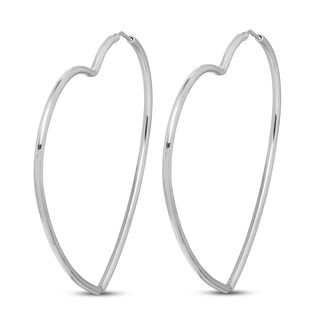 Heart Hoop Earrings Sterling Silver 60mm