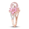 Thumbnail Image 1 of Pink Freshwater Cultured Pearl & Natural Pink Sapphire Ring 1/8 ct tw Diamonds 14K Rose Gold