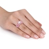 Thumbnail Image 4 of Pink Freshwater Cultured Pearl & Natural Pink Sapphire Ring 1/8 ct tw Diamonds 14K Rose Gold