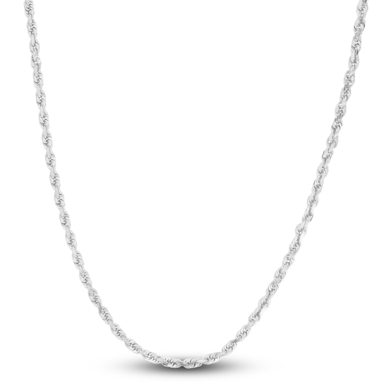 Solid Diamond-Cut Rope Chain Necklace 14K White Gold 22" 2.0mm