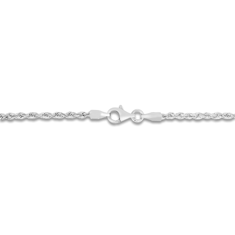 Solid Diamond-Cut Rope Chain Necklace 14K White Gold 22" 2.0mm