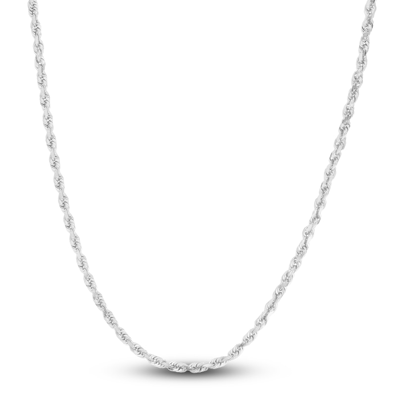 Solid Diamond-Cut Rope Chain Necklace 14K White Gold 24" 2.5mm