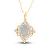 Thumbnail Image 0 of Kallati Oval-Cut Natural Opal Pendant Necklace 3/8 ct tw Diamonds 14K Yellow Gold 18"