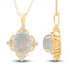 Thumbnail Image 1 of Kallati Oval-Cut Natural Opal Pendant Necklace 3/8 ct tw Diamonds 14K Yellow Gold 18"