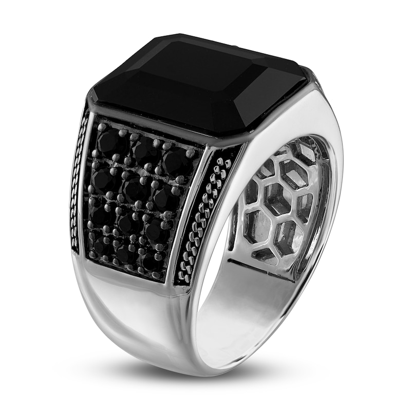 1933 by Esquire Men's Natural Black Spinel Ring Sterling Silver