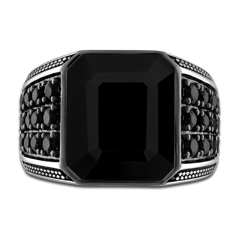 1933 by Esquire Men's Natural Black Spinel Ring Sterling Silver