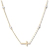 Thumbnail Image 0 of Children's Freshwater Cultured Pearl & Diamond Cross Necklace 14K Yellow Gold 13"