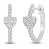 Thumbnail Image 1 of Diamond Heart Hoop Earrings 1/2 ct tw Round 14K White Gold