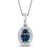 Thumbnail Image 0 of Montana Blue Oval-Cut Natural Sapphire Necklace 1/20 ct tw Round Diamonds 14K White Gold 18"