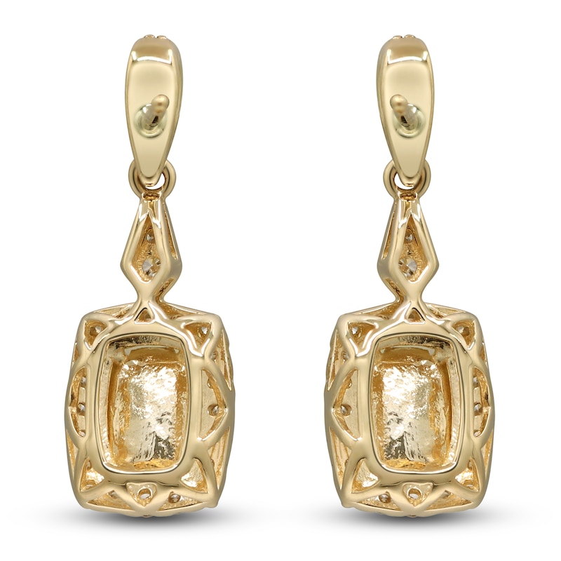 Natural Opal & Diamond Drop Earrings 1/3 ct tw 14K Yellow Gold