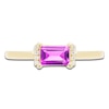 Thumbnail Image 2 of Baguette-Cut Natural Amethyst & Diamond Accent Ring 10K Yellow Gold