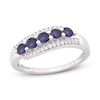 Thumbnail Image 0 of Natural Blue Sapphire Anniversary Ring 1/8 ct tw Diamonds 14K White Gold
