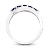 Thumbnail Image 2 of Natural Blue Sapphire Anniversary Ring 1/8 ct tw Diamonds 14K White Gold