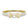 Thumbnail Image 0 of Men's Diamond & Lab Created Ruby Lion Bangle Bracelet 1 ct tw Round 10K Yellow Gold