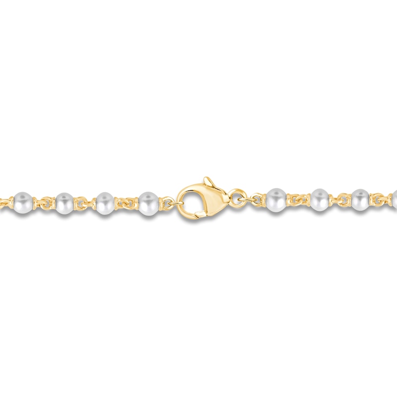 Children's Diamond & Freshwater Cultured Pearl Bracelet 1/20 ct tw Round 18K Yellow Gold 4"