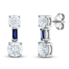 Thumbnail Image 1 of Vera Wang WISH Lab-Created Diamond & Natural Blue Sapphire Earrings 1-1/2 ct tw Round/Baguette 14K White Gold