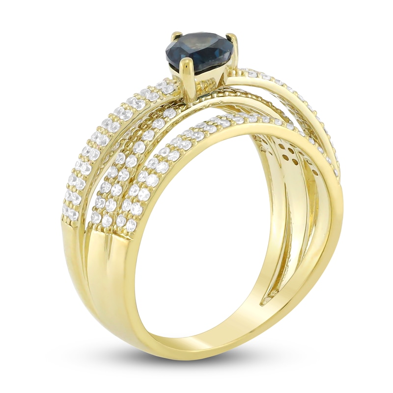 Natural Blue Topaz & Diamond Ring 3/4 ct tw 10K Yellow Gold