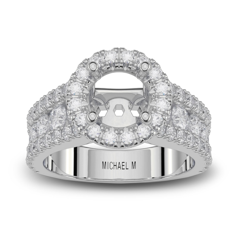 Michael M Diamond Ring Setting 1-3/8 ct tw Round 18K White Gold (Center diamond is sold separately)