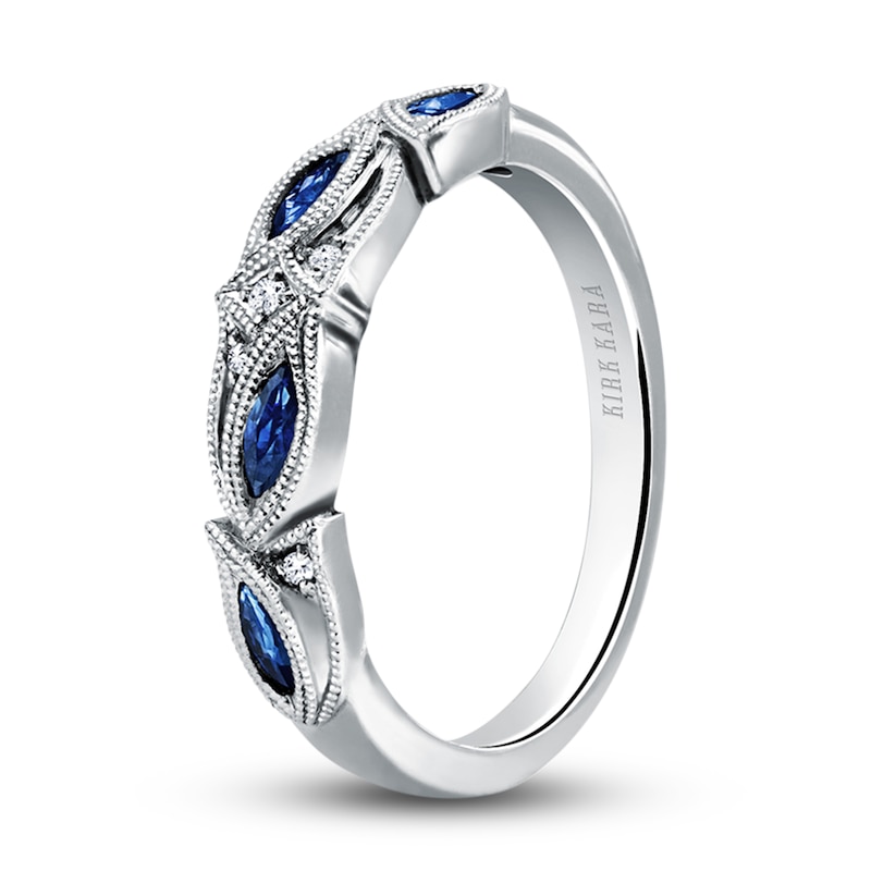 Kirk Kara Diamond & Blue Sapphire Wedding Band Diamond Accents Platinum